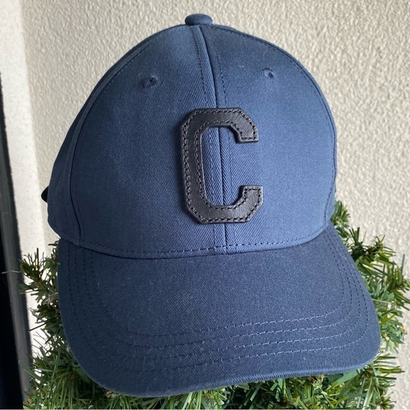 Coach Leather C Logo Varsity Baseball Hat Blue - Picture 10 of 10